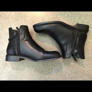 Franco Sarto Black Leather Ankle Booties with Zippers